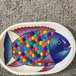 Mexican hand painted Colorful Fish Design bowl
